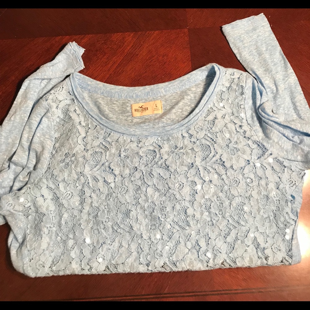 Hollister Baby Blue Lace Top